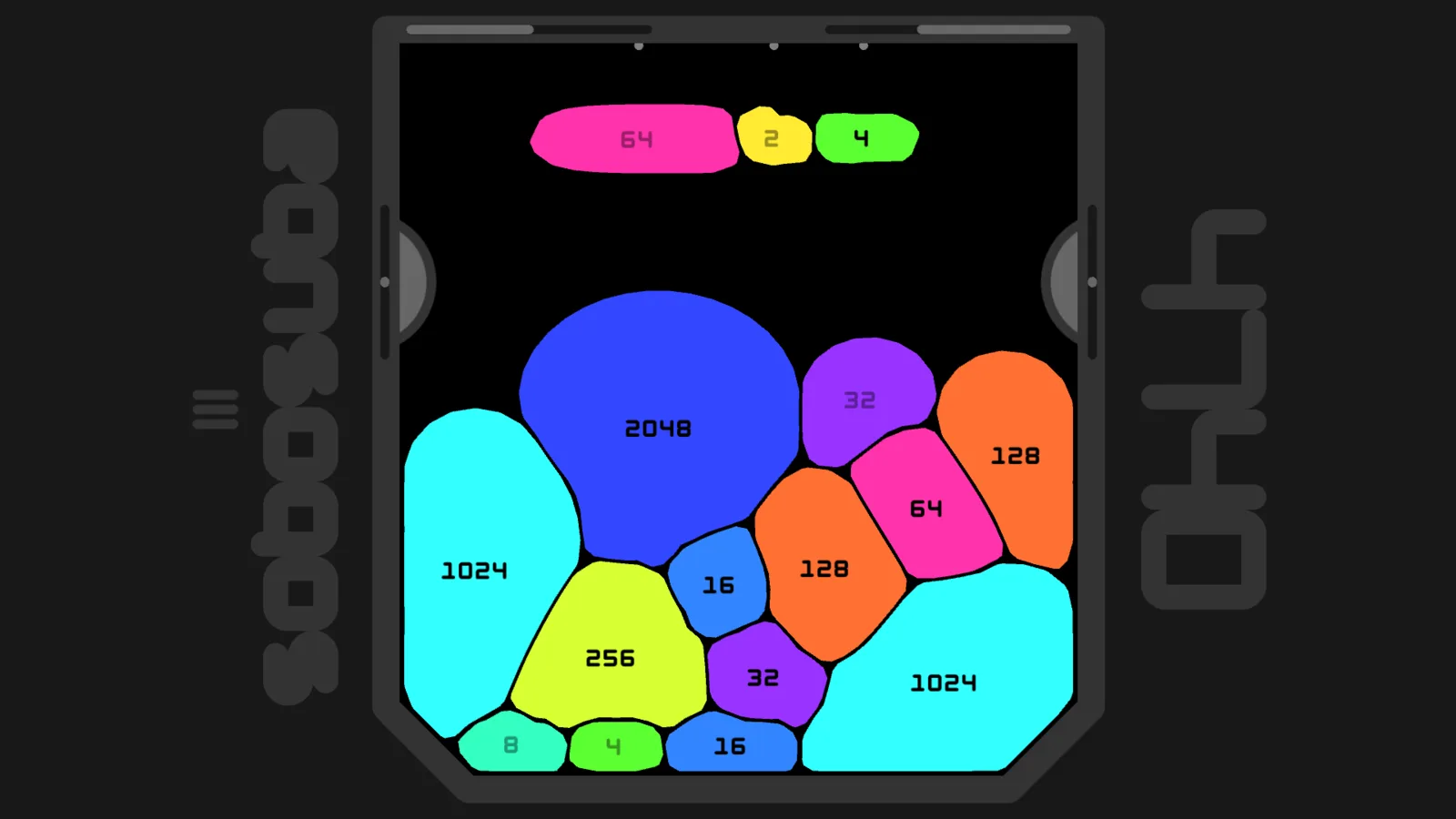 A 2048 blob and two 1024 blobs packed into the soft-body game container